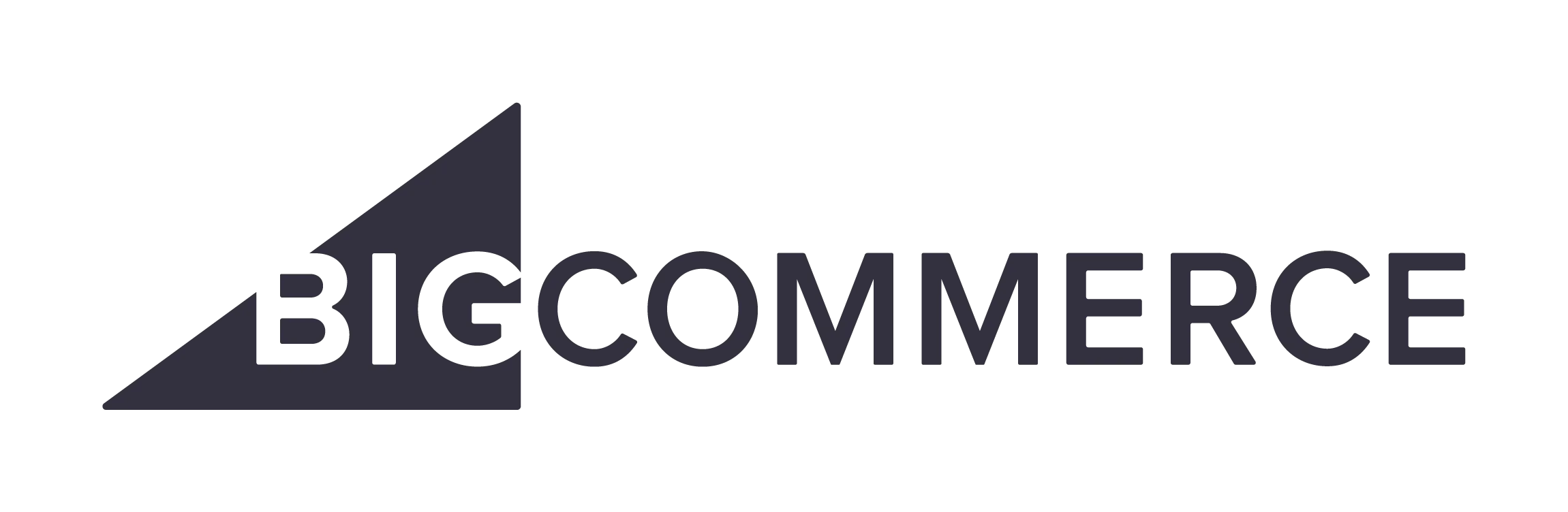 BigCommerce logo with a stylized black triangle and the company name in bold black letters.