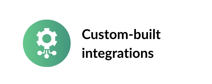 Green icon with gear and network nodes representing custom-built integrations